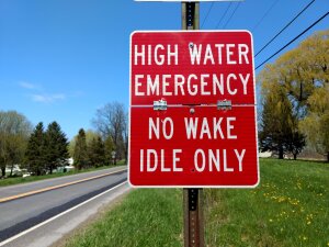 High Water Emergency Road Sign